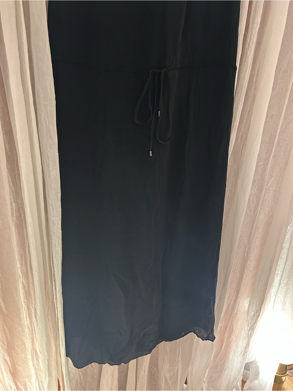 Vince Silk Maxi Dress Drawstring Waist XL - Picture 2 of 5